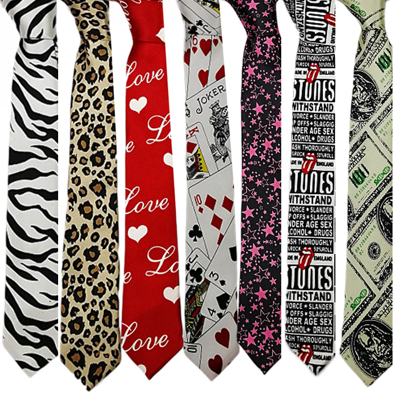 Picture of Zebra Leopard Print Love Poker Letters 5cm Matchinging Shirt Ins Student Tie Unisex Versatile Can Be Customized