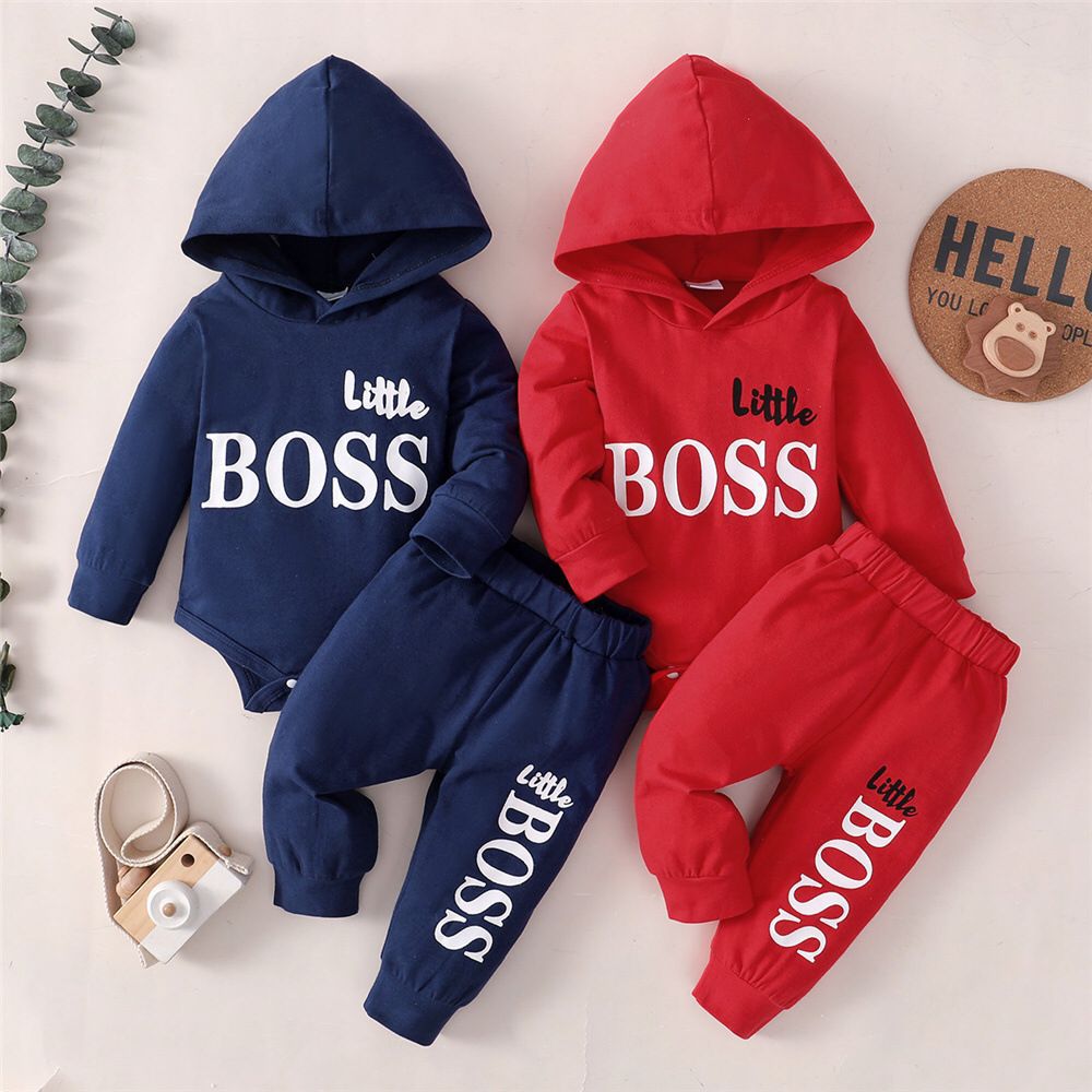 Picture of Pure Cotton Long-Sleeved Baby Hoodie Set European and American Style New Children's Spring and Autumn Solid Color Long-Sleeved Long Pants Two-Piece Set
