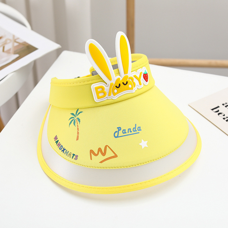 Picture of Children's empty top hat cute rabbit baby boys and girls summer outdoor large brim sunscreen cartoon breathable UV sun hat