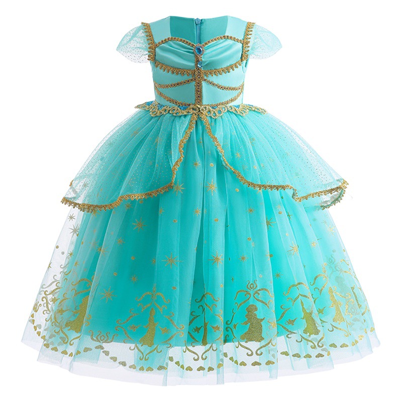 Girls' Dress 2023 Summer European and American Foreign Trade Children's Wear Halloween Costume Children's New Princess Jasmine Dress