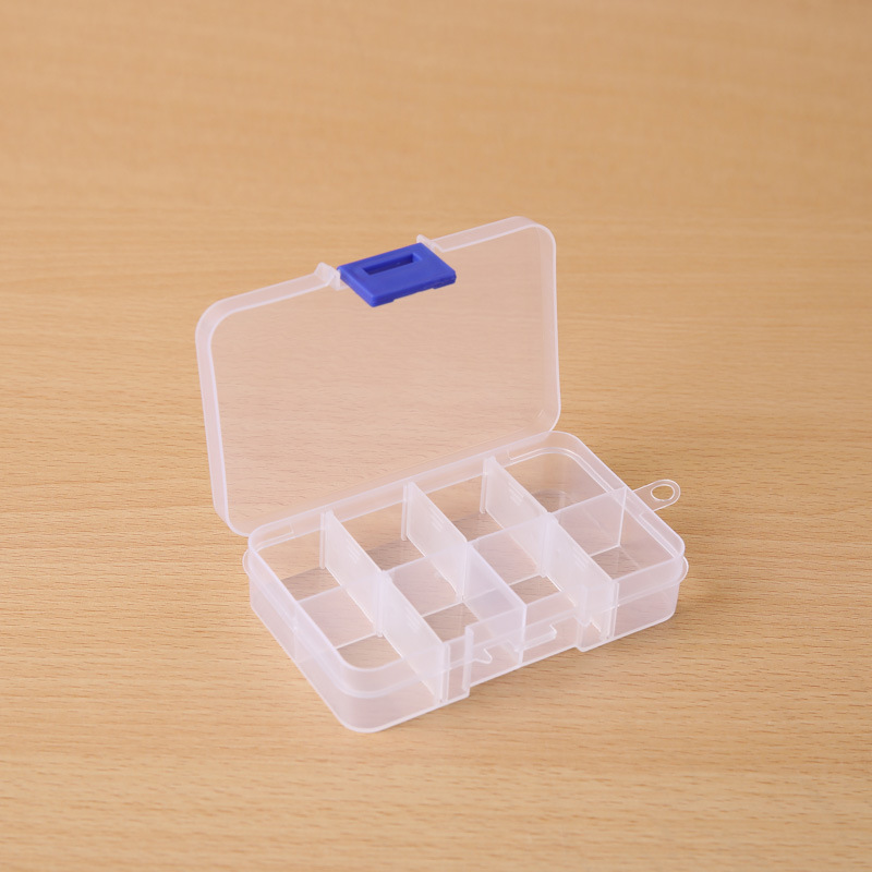 Small Rectangular 8-compartment Multi-compartment Storage Beaded Earrings Rubber Tendons Nail Art Toy Parts Classification Transparent Plastic Box