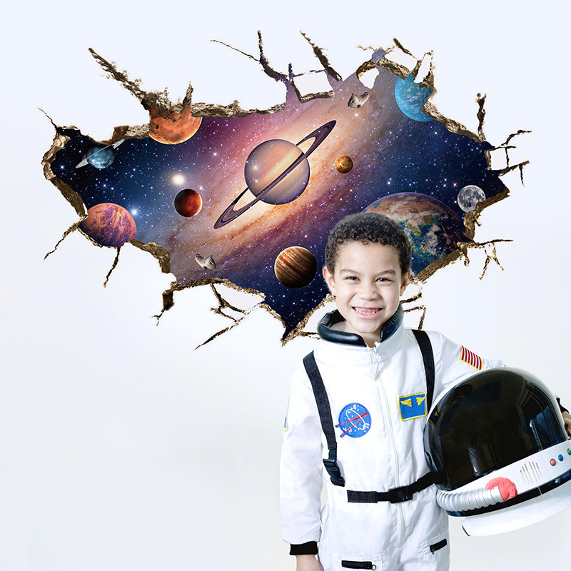 SK9066AB Zhonglan's New Space Astronaut Kidsren's Room Bedroom Living Room Entrance Decoration Waterproof RemovABle Wall Sticker
