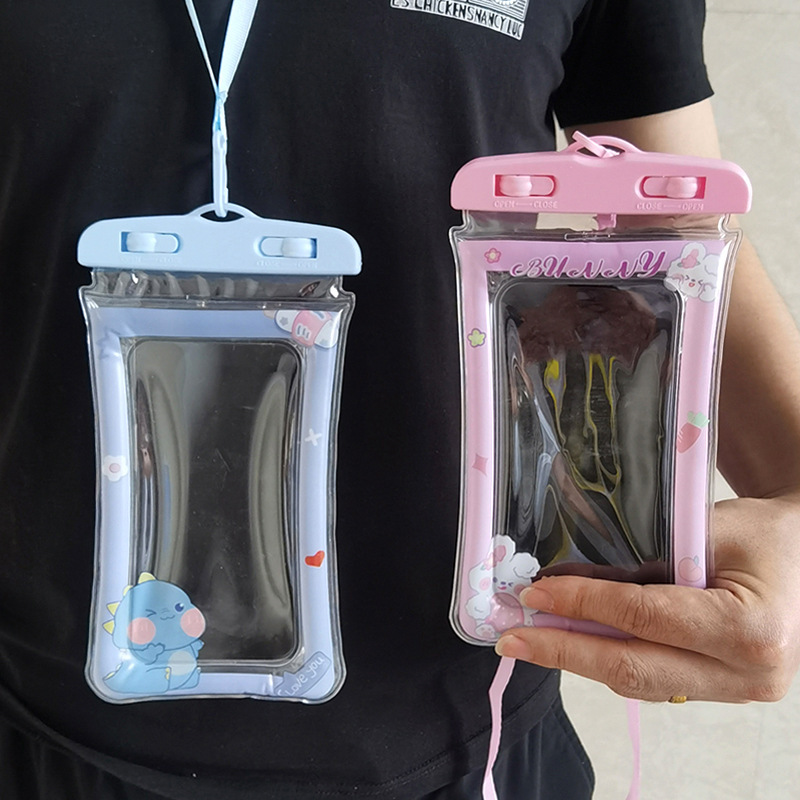 Picture of Cartoon Mobile Phone Waterproof Bag with Lanyard Air Bag Floating Mobile Phone Universal Touch Screen Swimming Mobile Phone Waterproof Protective Cover