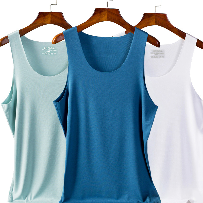 Picture of New men's ice silk vest wide shoulder narrow tailored breathable sweat-absorbent sports fitness base waistcoat monochrome hair generation