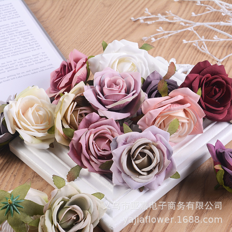 High-grade simulation Rose head DIY handmade garland material European vintage color Mori hand-made accessories decoration