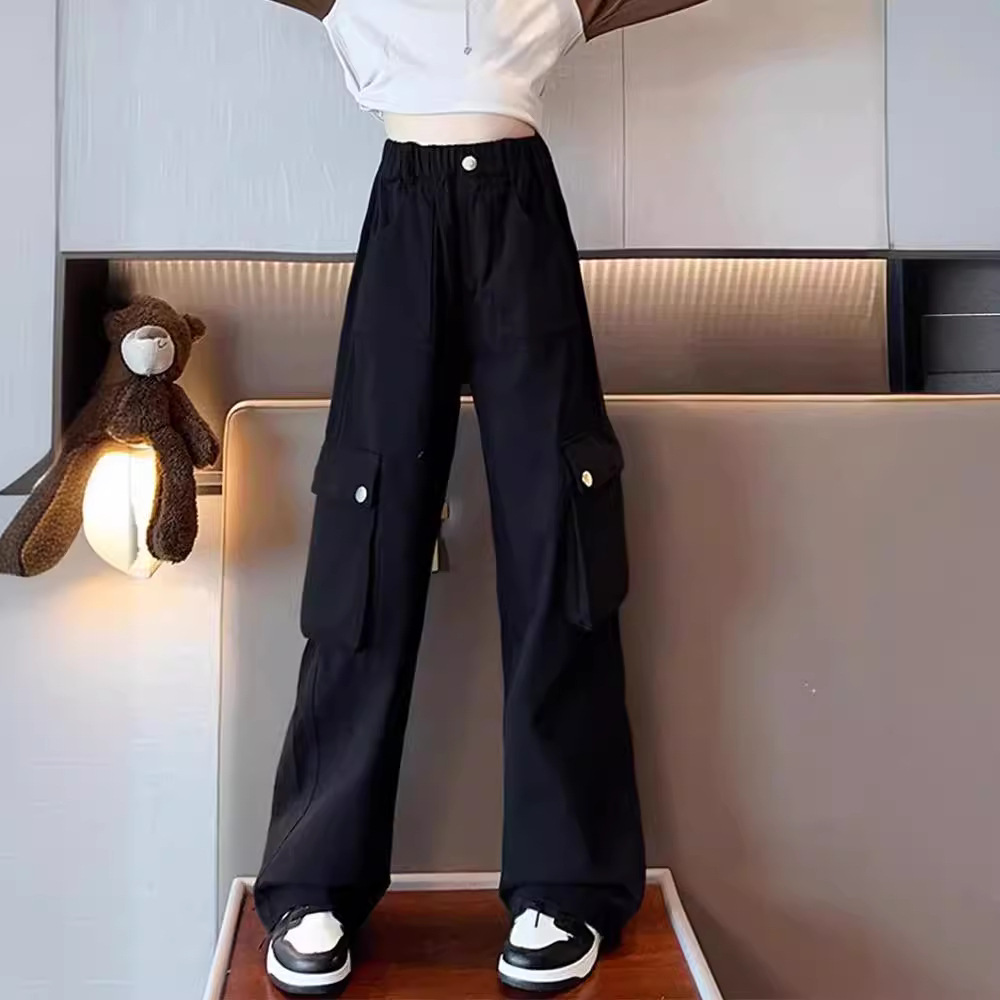 Picture of Girls' overalls spring and autumn 2024 new autumn and winter fleece-lined girls' pants children's autumn casual trousers