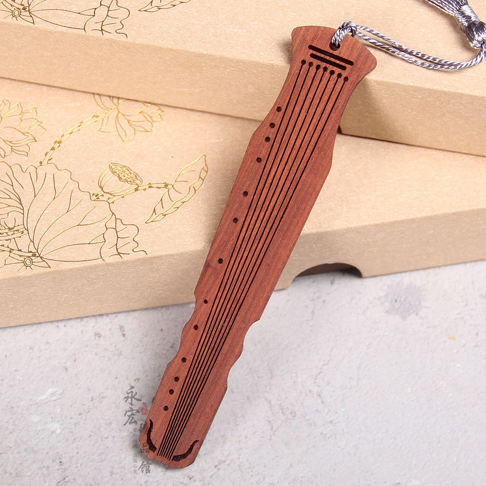 Picture of Ebony boxwood guqin bookmark Qin Se and Ming Guqin two-piece wooden bookmark lettering