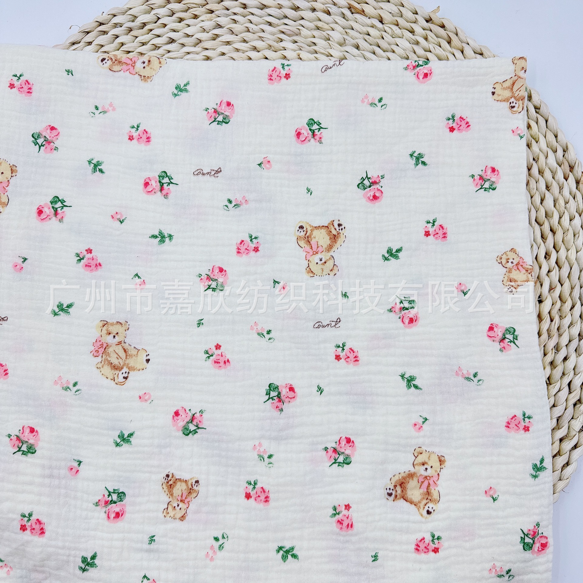 Pure Cotton Cloth Cloth Class A Cartoon Bear Baby Cotton Double Gauze Baby Clothing Bedding Fabric