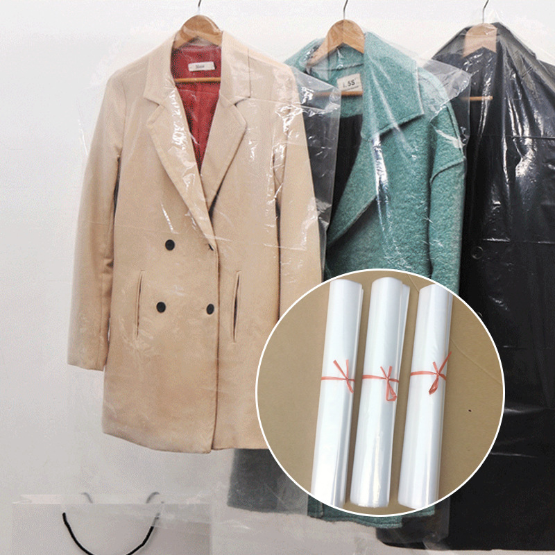 Clothes Dust Cover Coat Suit Dust Bag Dry Cleaning Shop Disposable Hanging Clothes Bag Thickeneded Transparent Plastic Dust Cover