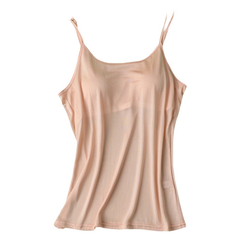 genuine goods 100% Mulberry Silk Silk Non-Wearing Bra Underwear One-piece Camisole Base Top T-Shirt Women's Summer