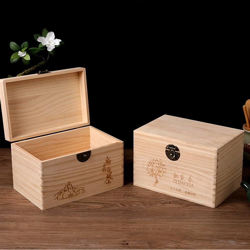 Picture of Tea Wooden Box Solid Wood Wooden Box Fuding White Tea Loose Tea Pu'er Baihao Silver Needle Gift Empty Box Storage Packaging Box