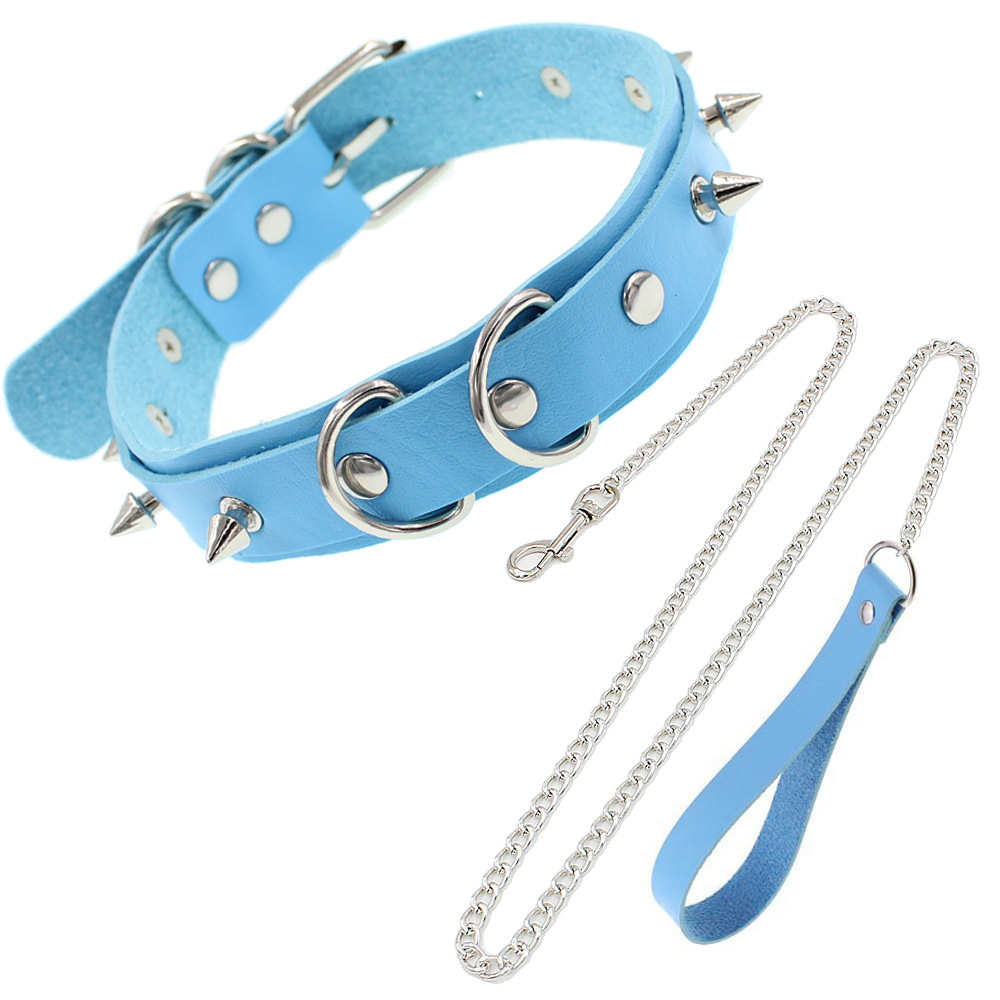 Picture of European and American Exaggerated Adult Sex Products Rivet Collar Flirting Necklace Neck Neck Set Dog Slave Special Traction Rope Set