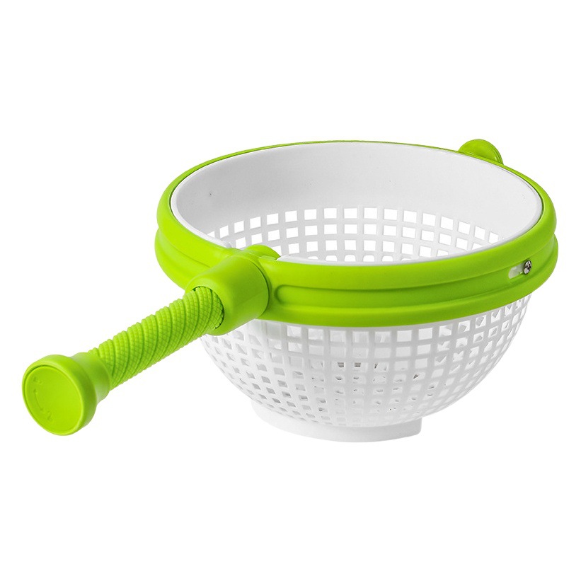 Vegetable and fruit salad rotating drain basket kitchen manual fruit and vegetable dehydrator rotating filter vegetable washing basin household