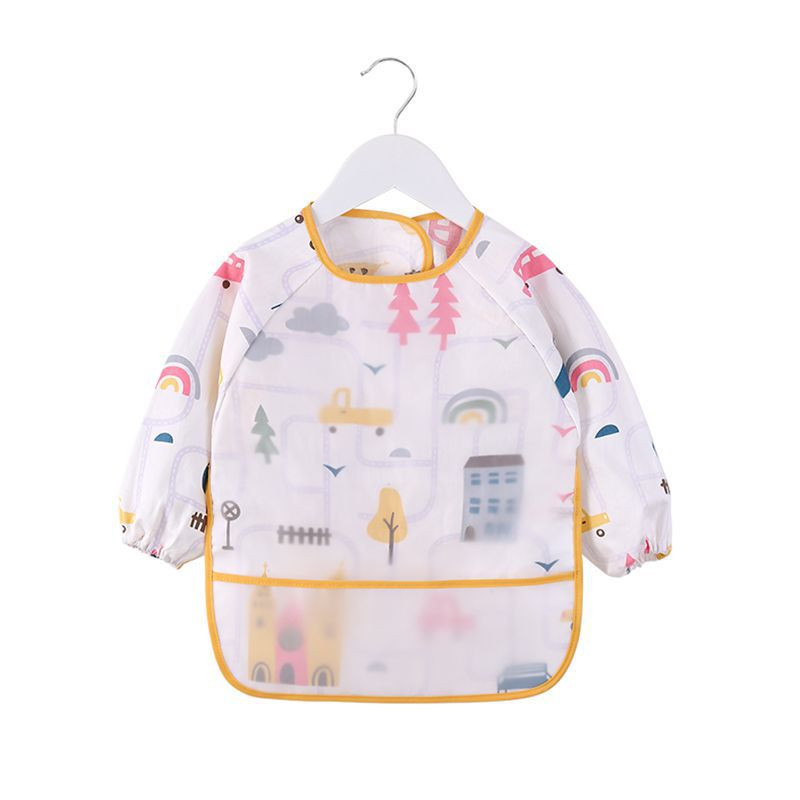 Picture of Baby Eating Smock Waterproof and Anti-Dirty Little Girl Bib Kidsren's Long-Sleeved Reverse Dressing Autumn and Winter Baby Male Protective Clothing