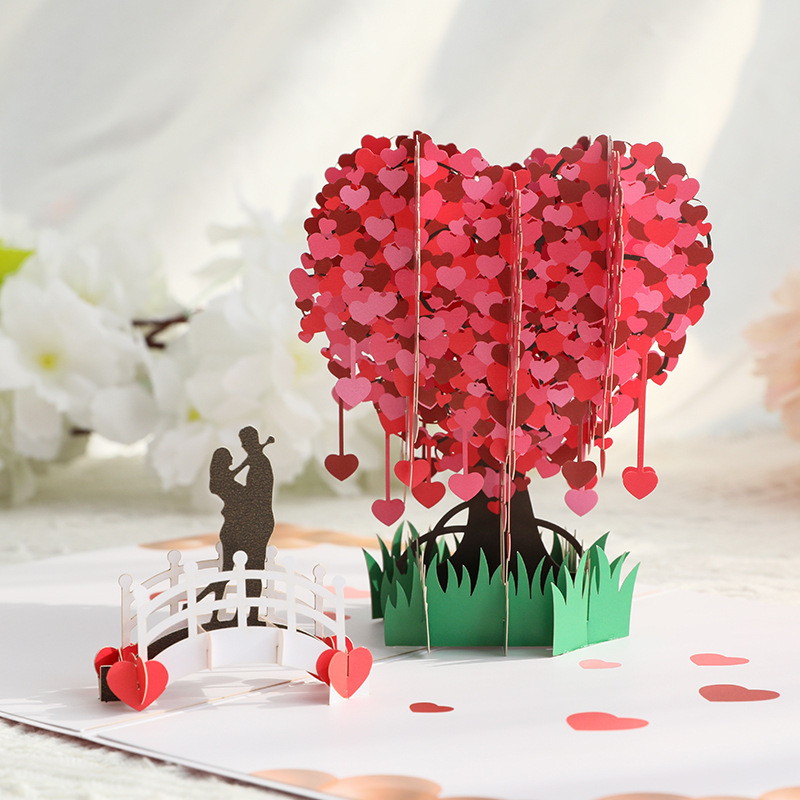 Amazon creative 3d three-dimensional greeting card gratitude blessing love tree business gift card love gift card for girlfriend