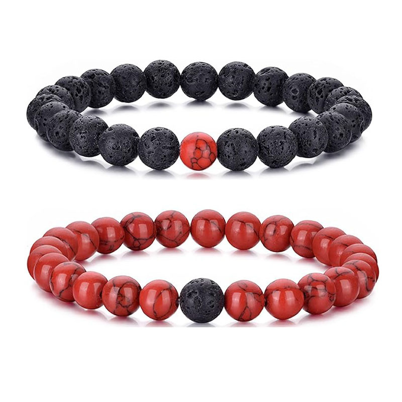Picture of European and American Cross-Border New 8mm Natural Stone Tiger Eye Peacock Turquoise Elastic Beaded Bracelet for Men and Women Friendship Gifts