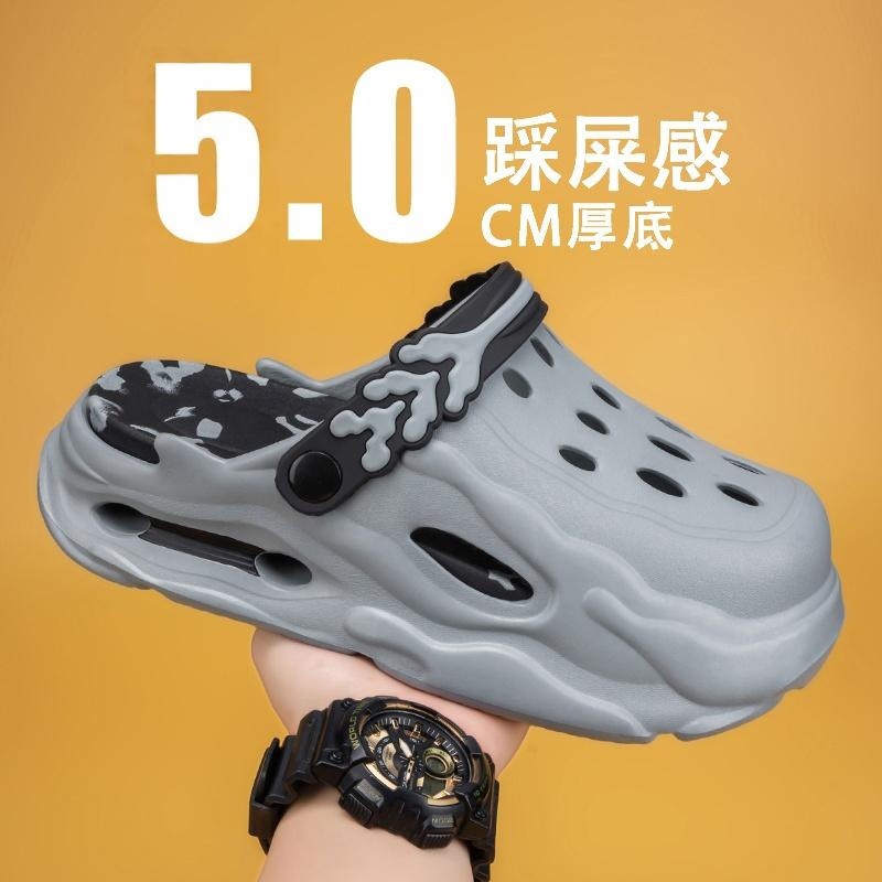 Men's New Thick-Soled Clogs with Height-Increasing Closed-Toe Design, Summer Outdoor Fashion Trendy Beach Sandals