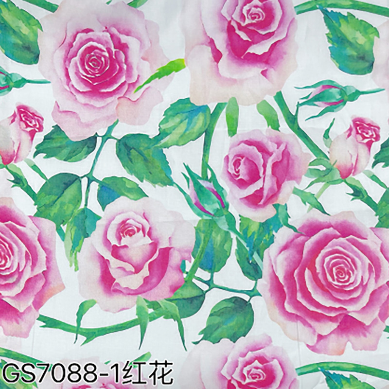 Flowers Bloom and Wealth, Retro Chinese Style Rose 60 Count Cotton Digital Printed Fabric, Children's Clothing Bag Pure Cotton Printed Fabric