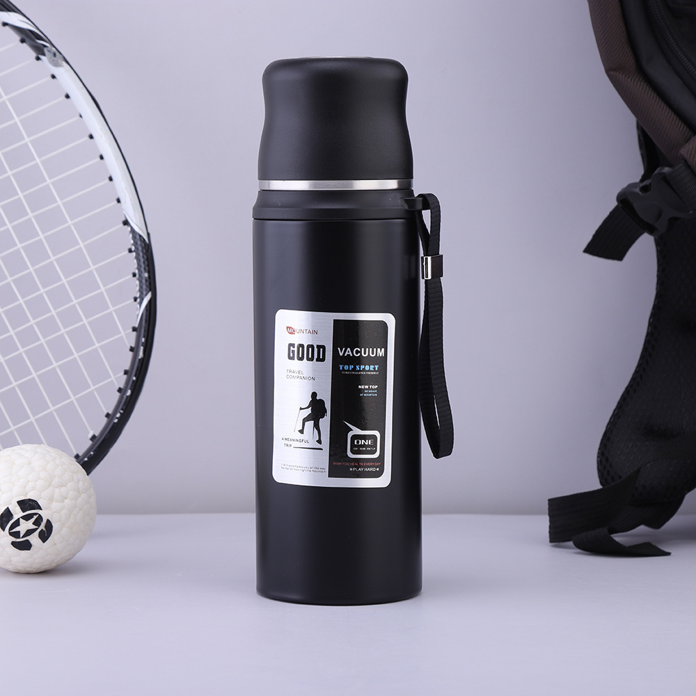 Picture of New large capacity 304 stainless steel vacuum cup one Cup double lid outdoor water cup high-looking portable student kettle