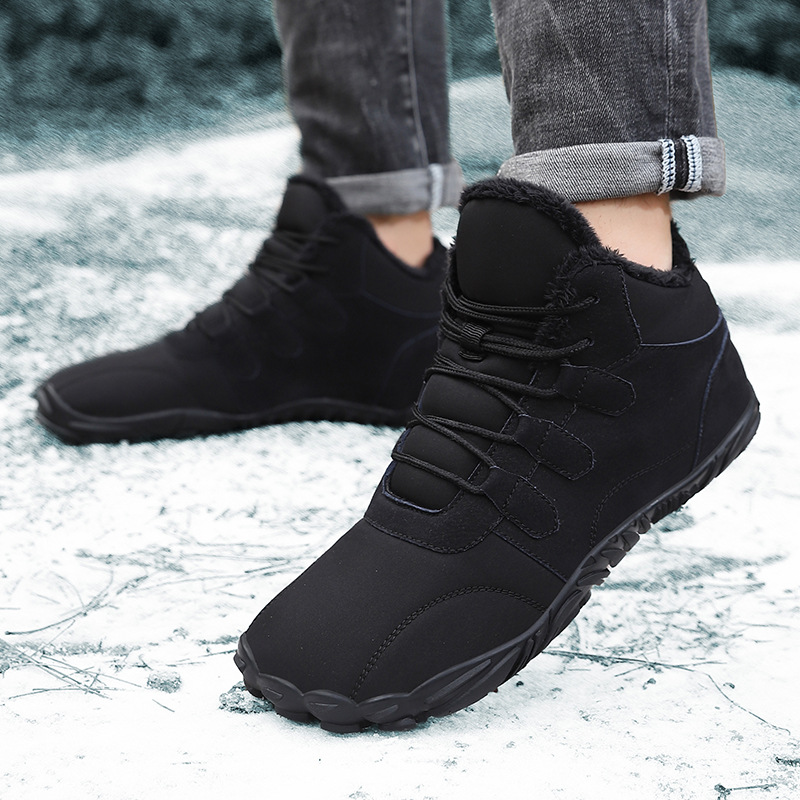 Picture of Foreign Trade Wide-Toe Long Plush Warm High-Top Cotton Shoes for Men, Outdoor Waterproof, Non-Slip, Wear-Resistant, Thickened Couple's Snow Boots for Hiking