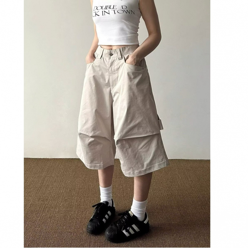 American Retro Silhouette Scimitar Lumberjack Cargo Cropped Pants Lazy Fashion Harajuku Brandless New Style Trendy