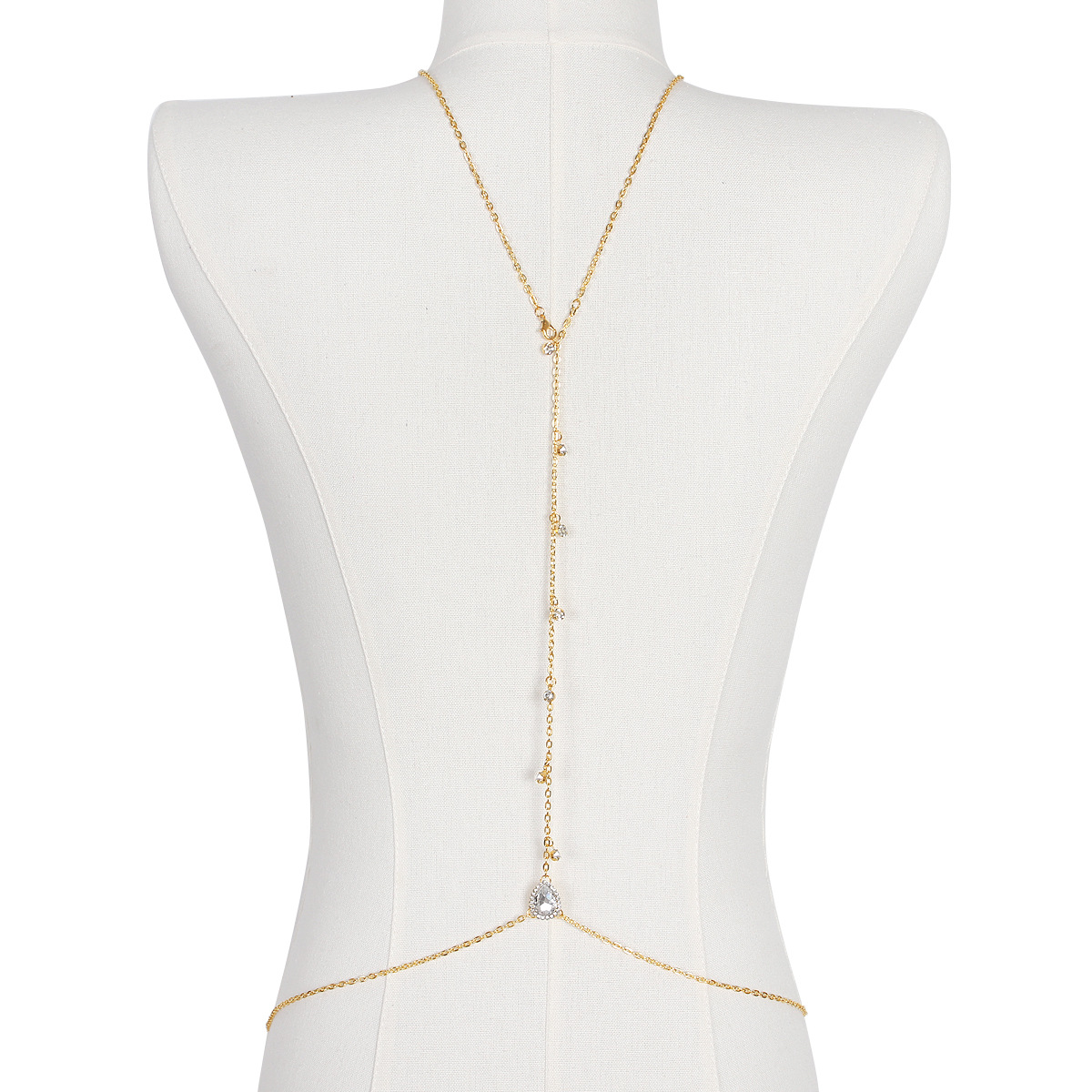 Picture of Bride Fashion Elegant Back Chain European and American Personality Body Chain Light Luxury Wedding Accessories Zircon Water Drop Chest Chain Wholesale