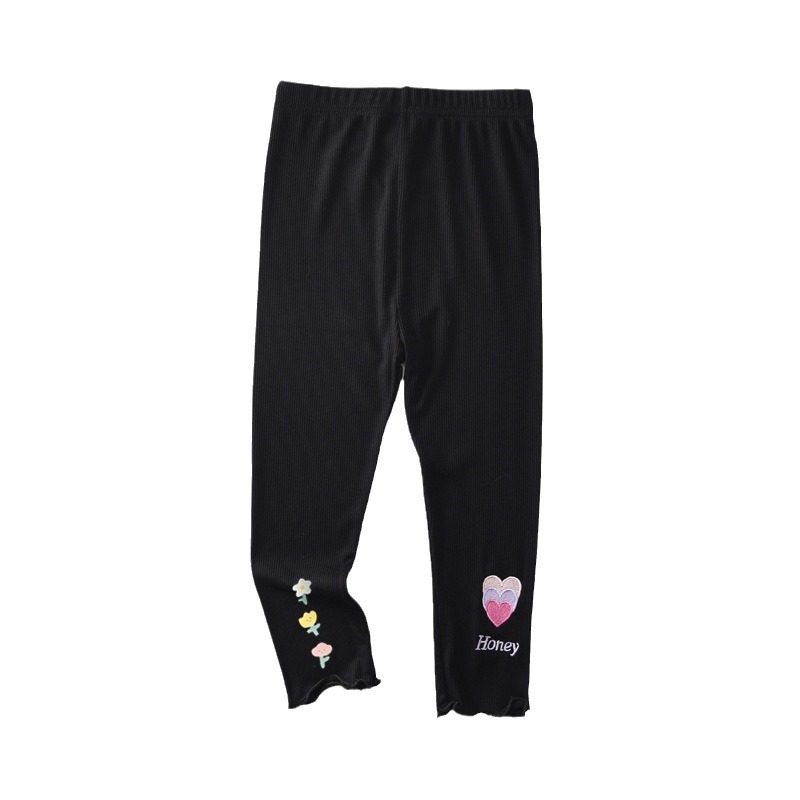 Picture of Summer girls' leggings thin outer wear inner print embroidery high stretch 130-170 size cropped pants