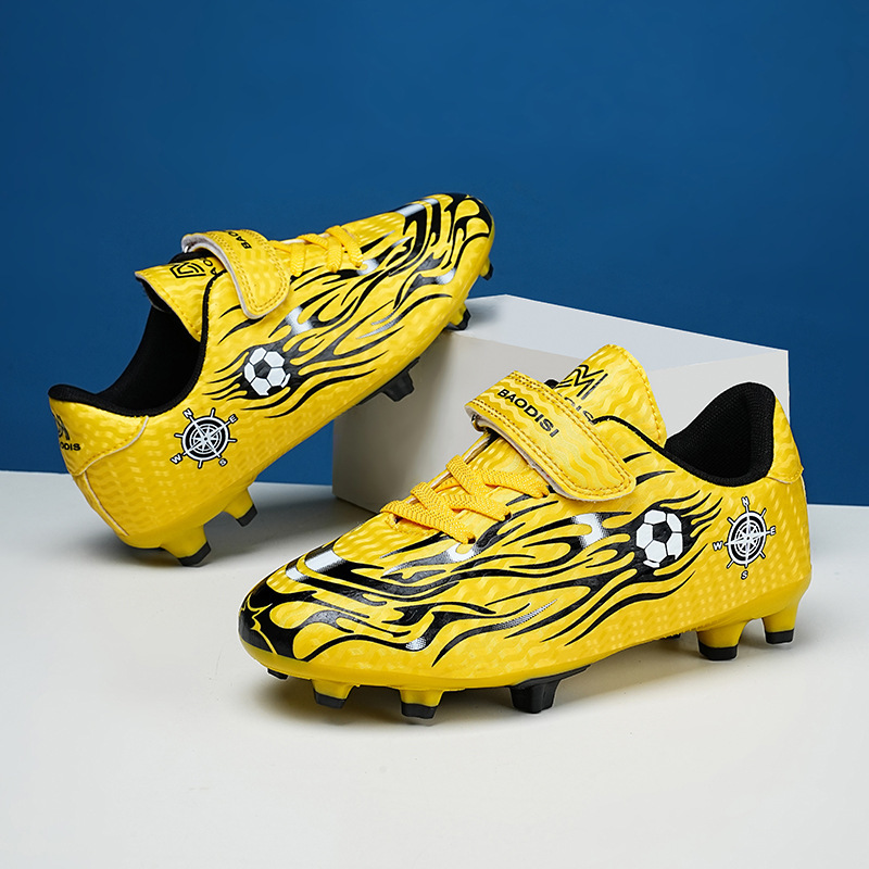 Cross-border Velcro Children Spike Football Shoes Outdoor Primary and Secondary School Students Broken Nail Training Shoes Youth Sports Shoes