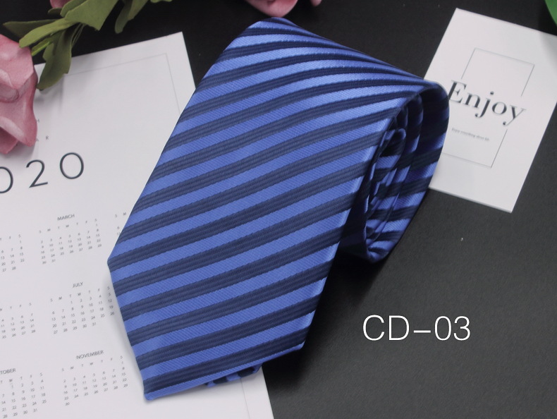 Picture of Manufacturer in stock men's business tie 8cm hand-punched professional formal wear interview striped tie men's Jacquard polyester silk