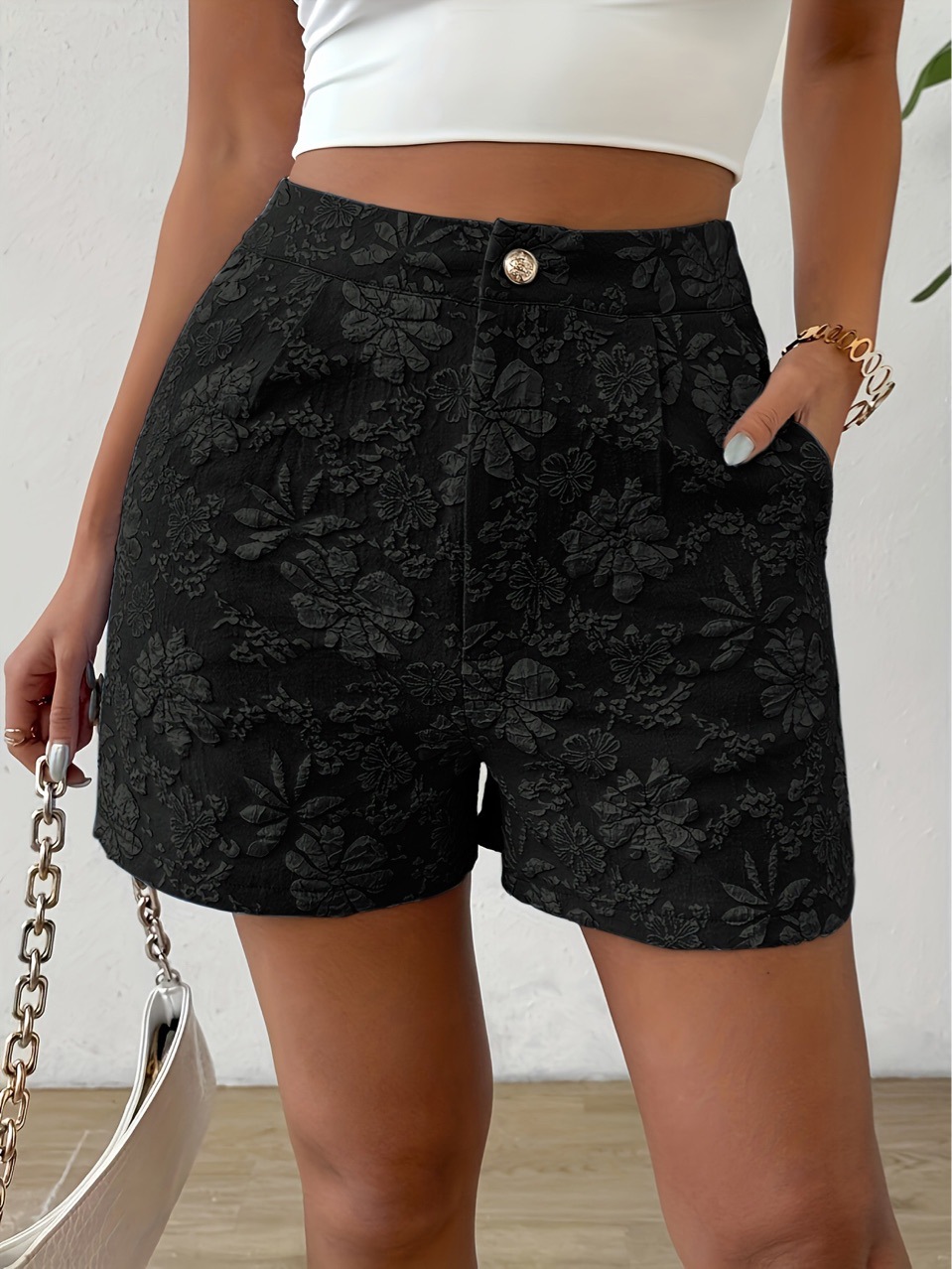 Picture of 2025 Cross-border Independent Station Summer Solid Color Jacquard Casual Shorts