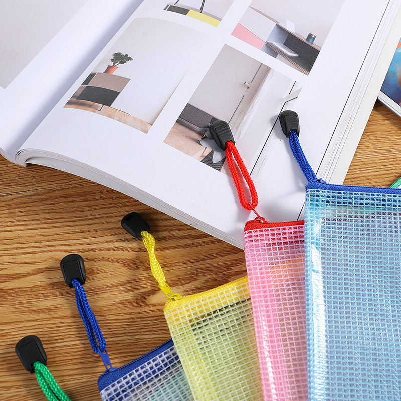 Picture of A4 Transparent Document Bag Zipper Information Bag Plastic File Grid Test Paper Multi-layer Storage Small Fresh Men and Women