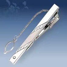 Picture of Metal tie clip men's suit chain 140 simple flower type business atmosphere with drill tie clip