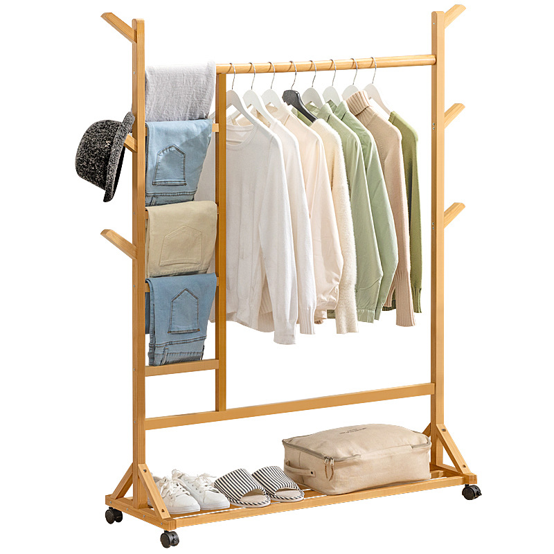 Picture of Coat Rack Floor Hanger Household Hanger Hanging Clothes Floor Rack Bedroom Vertical Simple Rack Hanger