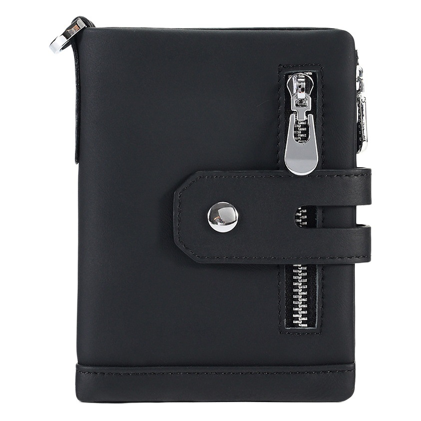 Cross-Border Multifunctional Men's Coin Purse with Chain, Multiple Card Slots, Retro Large-Capacity Card Holder, Genuine Leather Vertical Wallet