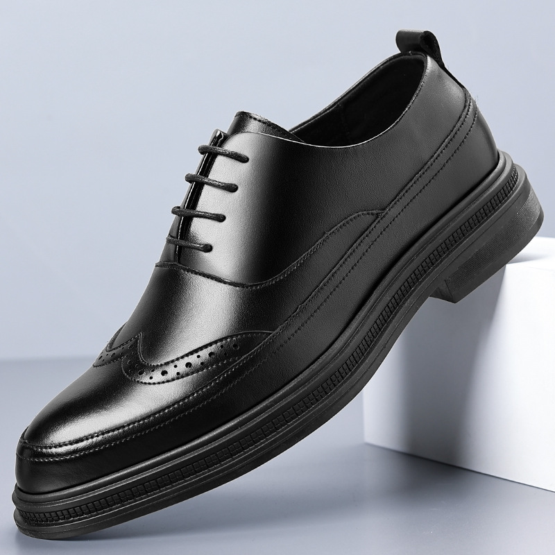 Leather shoes men's brogue business formal casual leather shoes spring and autumn retro leather shoes best man formal shoes a generation of hair