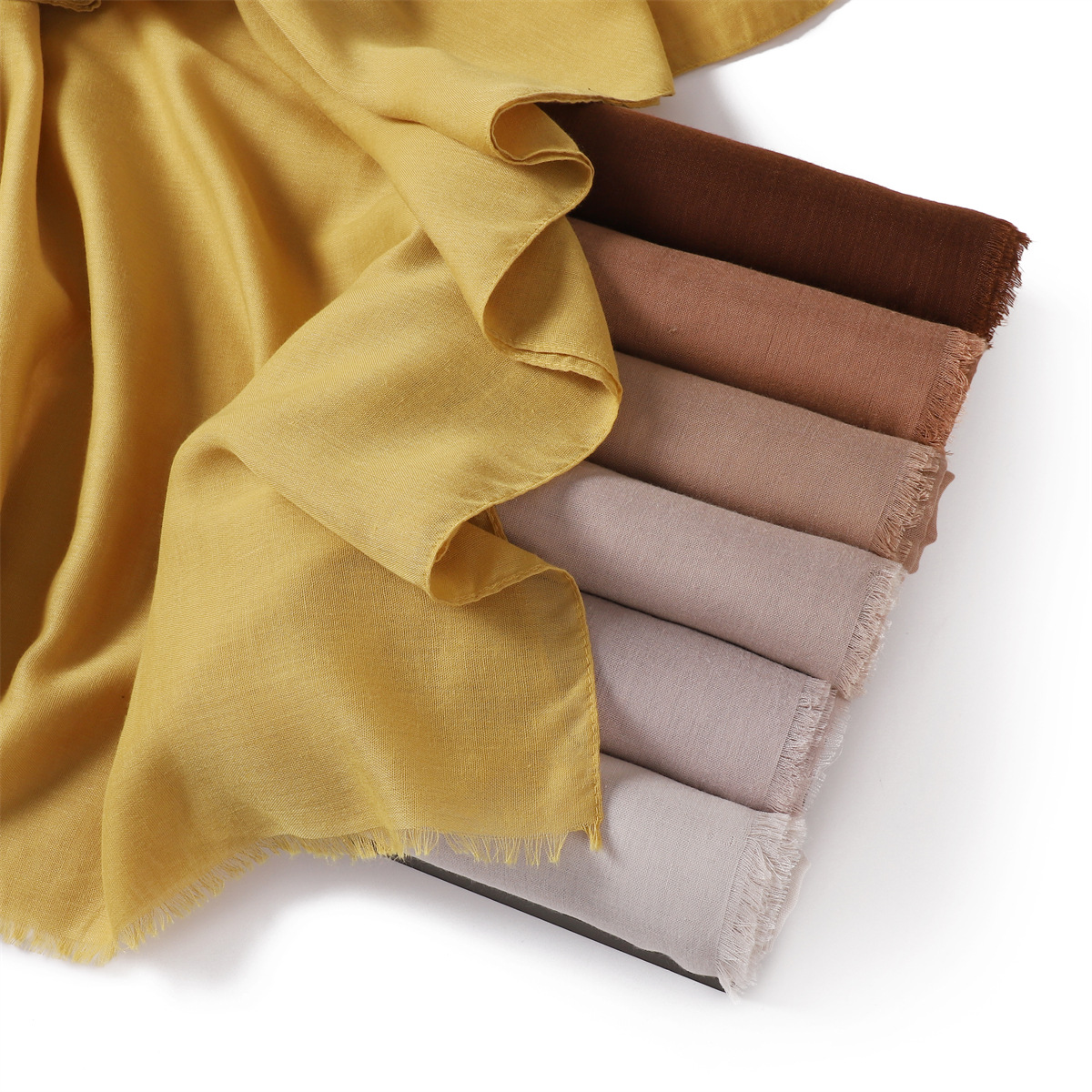 Picture of New fashion cotton and linen soft autumn and winter combed cotton monochrome short beard flat long scarf scarf scarf scarf scarf shawl in stock