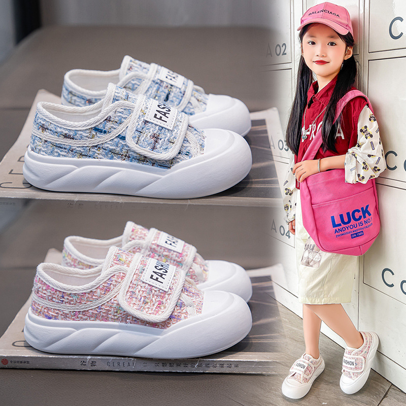 Children's Canvas Shoes 2024 Summer New Fashionable Boys and Students Shoes Girls Low Top Slip-on Children's Shoes