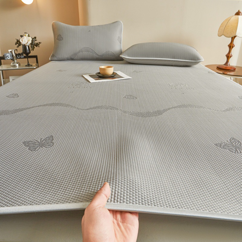 Picture of Class A ice silk mat three-piece set 2025 new summer machine washable antibacterial air conditioning soft mat bed hat 1.8 meters