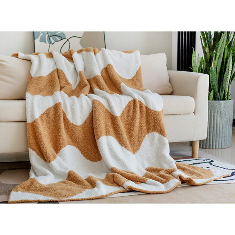 Picture of Scandinavian Half-Velvet Knitted Blanket Sofa Blanket Casual Shawl Throw Blanket Office Lunch Blanket B&B Decorative Blanket