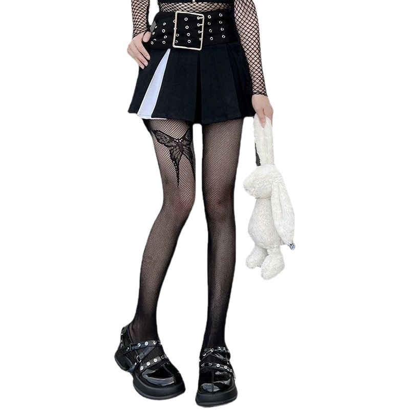Skinny Black and White Butterfly Pantyhose Punk Sexy Millennial Spice Girls Subculture Lolita Stockings Trend Summer