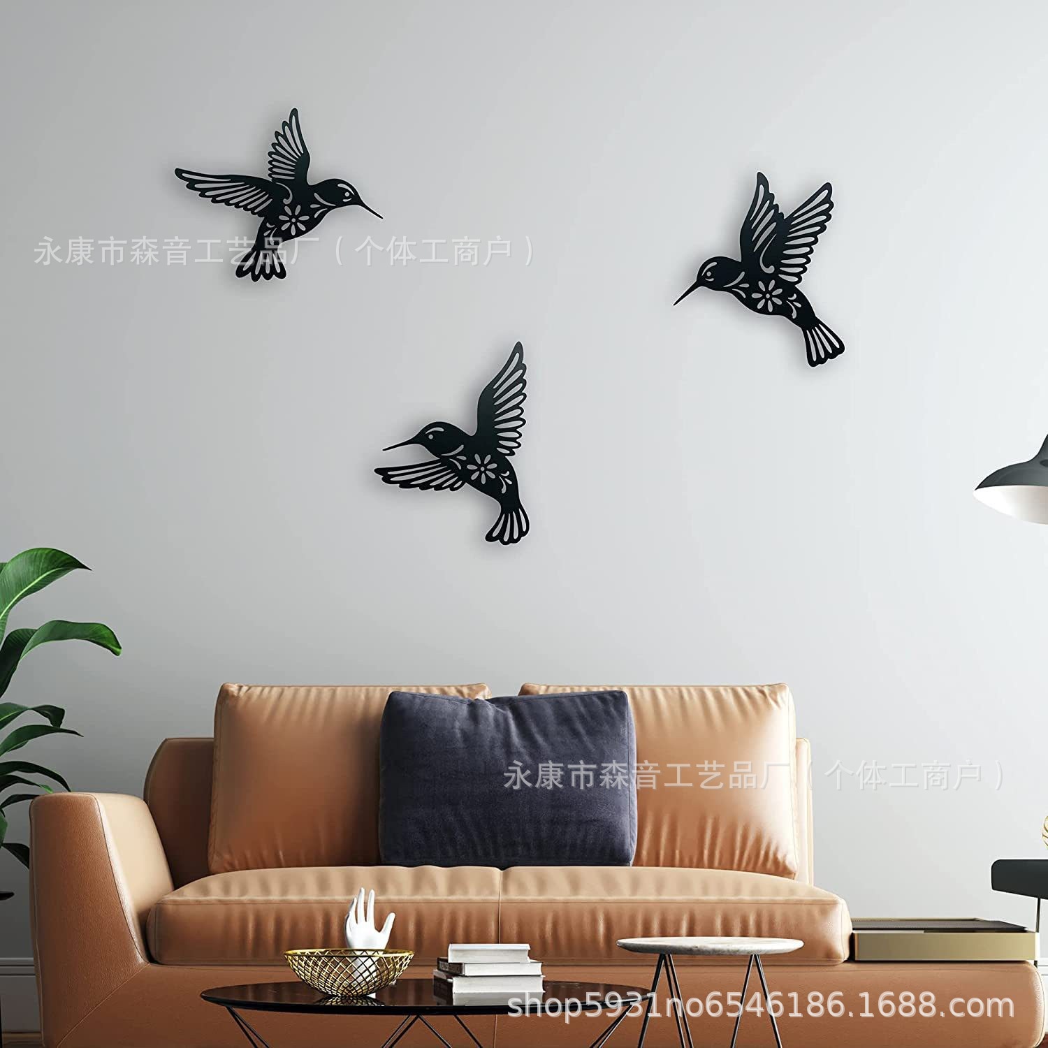 Wall Decoration Crafts Laser Cut Silhouette Wall Decoration Crafts Hummingbird Combination Cross-Border Hot Selling Pendant