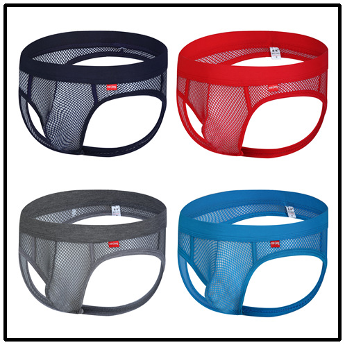 Hot Foreign Trade Cross-border New Men's Solid Color Underwear U Convex Large Mesh Pocket Rear Empty Triangle 2008