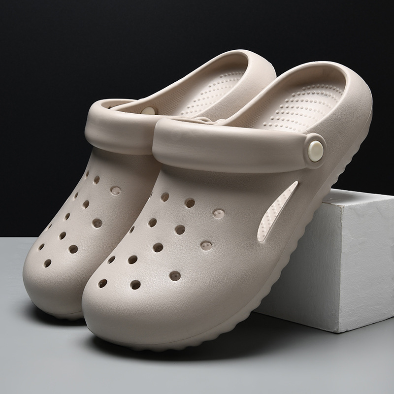 Dung-feeling Hole Shoes Women's Summer Breathable Height-increasing Slippers Non-slip Thick-soled EVA Non-stinky Feet Beach Baotou Slippers
