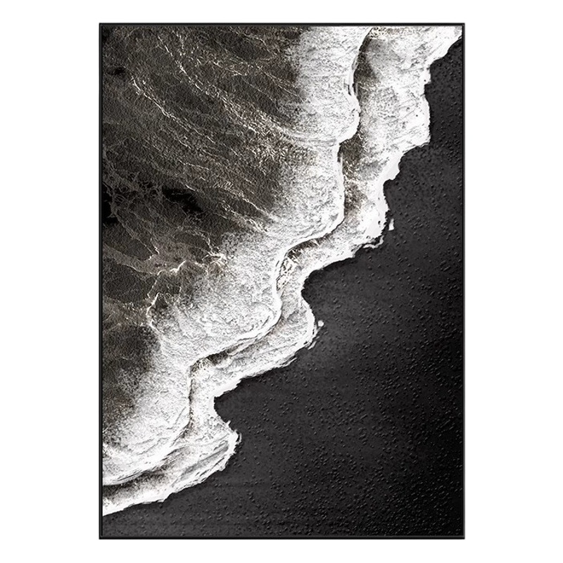 Black and white living room hanging painting abstract texture entrance painting decorative painting modern minimalist oil painting light luxury sofa mural