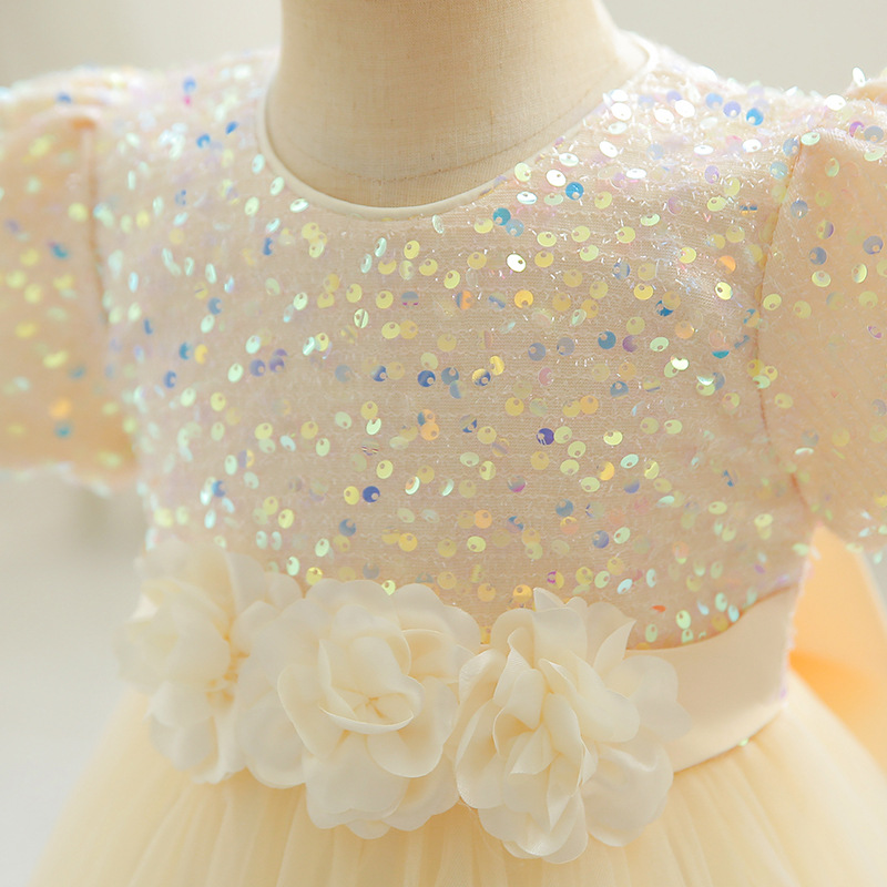 Picture of Amazon children's dress sequins children's dress puffy mesh princess dress baby girl's one-year-old banquet girl dress