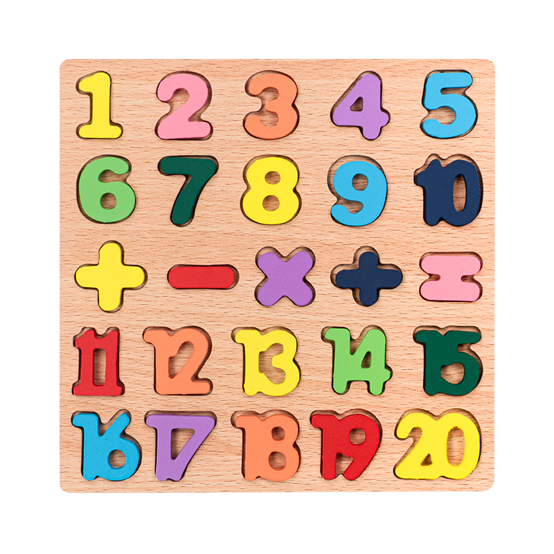 Picture of Wooden Kidsren's Number Board Letter Board Puzzle Puzzle Geometric Shape Matching Hand-grabbing Panel Early Education Educational Toys