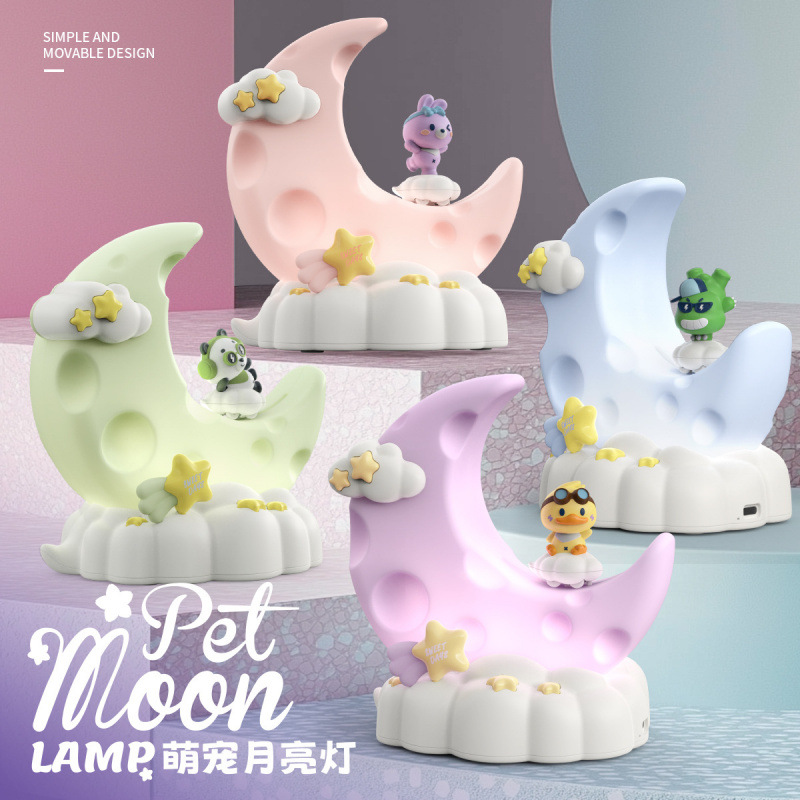 Eye Protection Moon Led Lamp Three-Color Lighting USB Charging Bedroom Kidsren's Student Dormitory Desktop Ornaments Gifts Wholesale