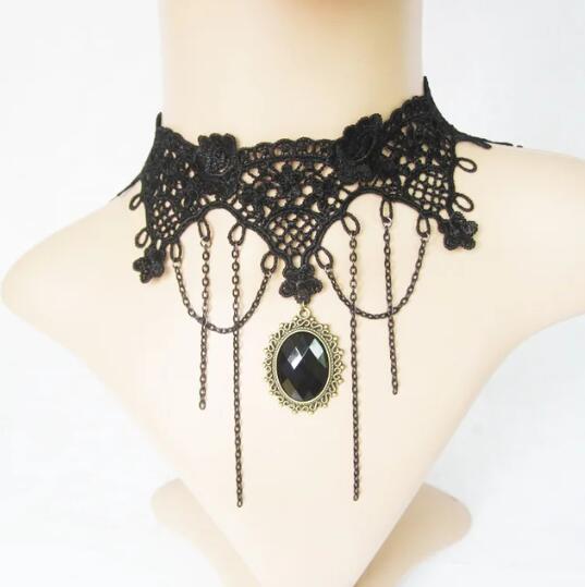 Picture of Cross Border Accessories Women's Neck Strap Court Gothic Spice Girl Neck Chain Lace Necklace Choker Clavicle Chain Collar Collar Vintage