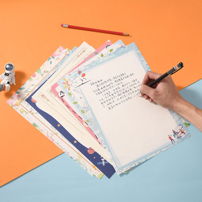 Picture of A4 Letter Paper Simple Student Creative Cartoon Pattern Cute Color Handwritten Love Letter Letter Paper Copy Photocopy Paper Printing