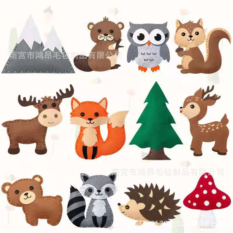 DIY Felt Sewing Kit Children Early Education Sewing Set Felt Forest Biological Dinosaur Sewing Material Pack